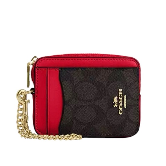 NWT Coach Zip Card Case In Signature Canvas - Picture 1 of 7